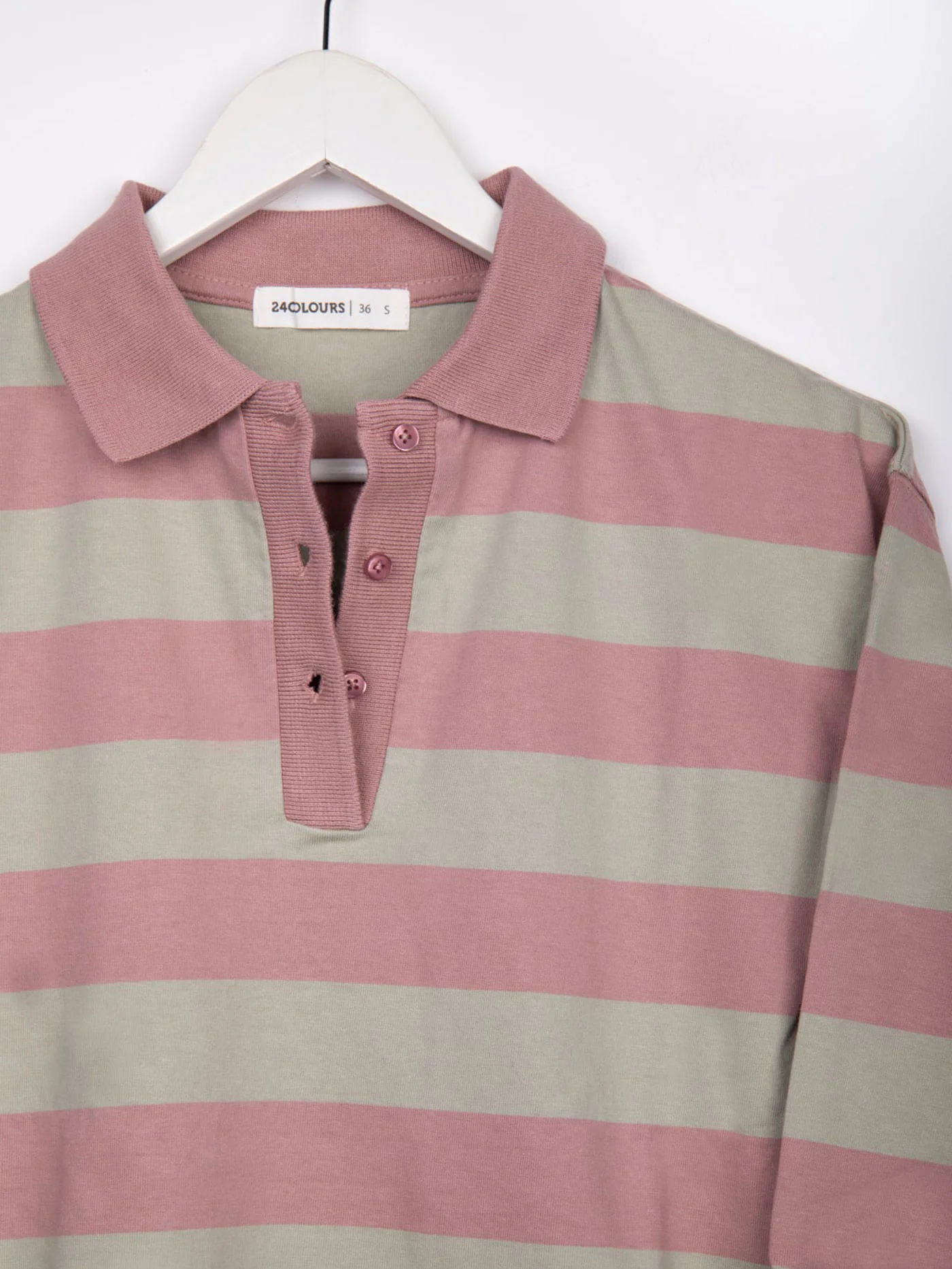 Pink Striped Long Sleeve Polo - Image 3