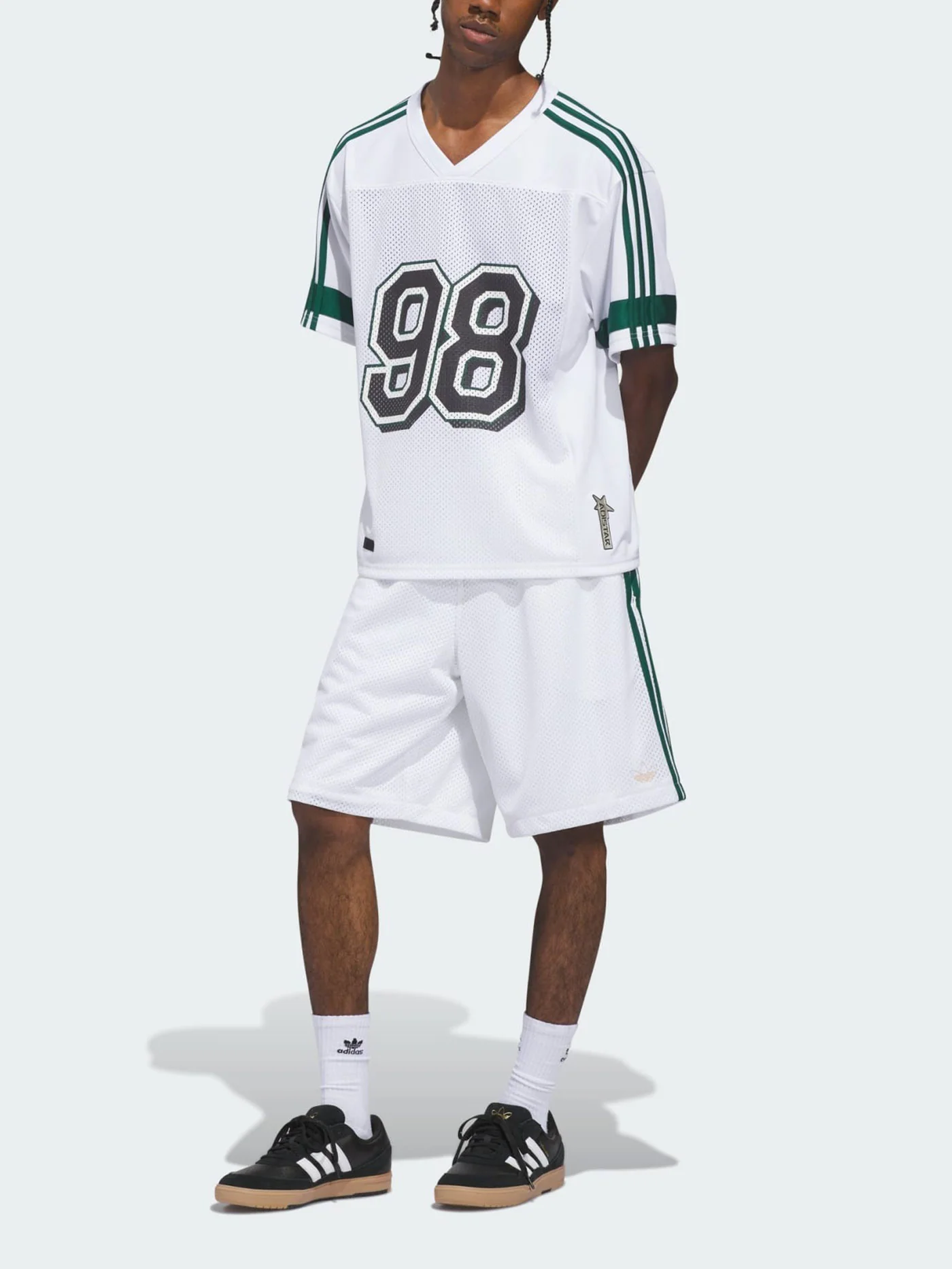 Skate Tyshawn Football Jersey White/Ice Gold Met/Collegiate Green T-Shirt - Image 3