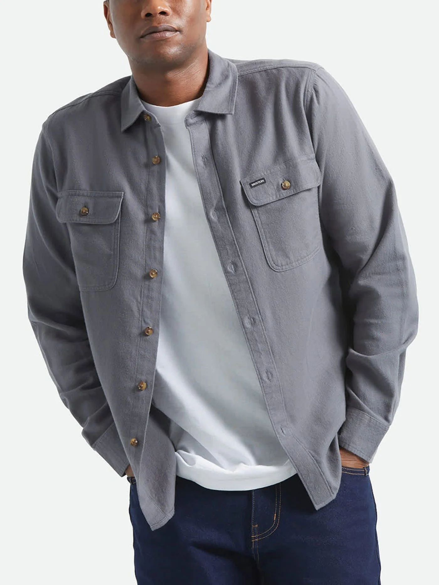Bowery Lighweight Soft Flannel Long Sleeve Buttondown Shirt - Image 3