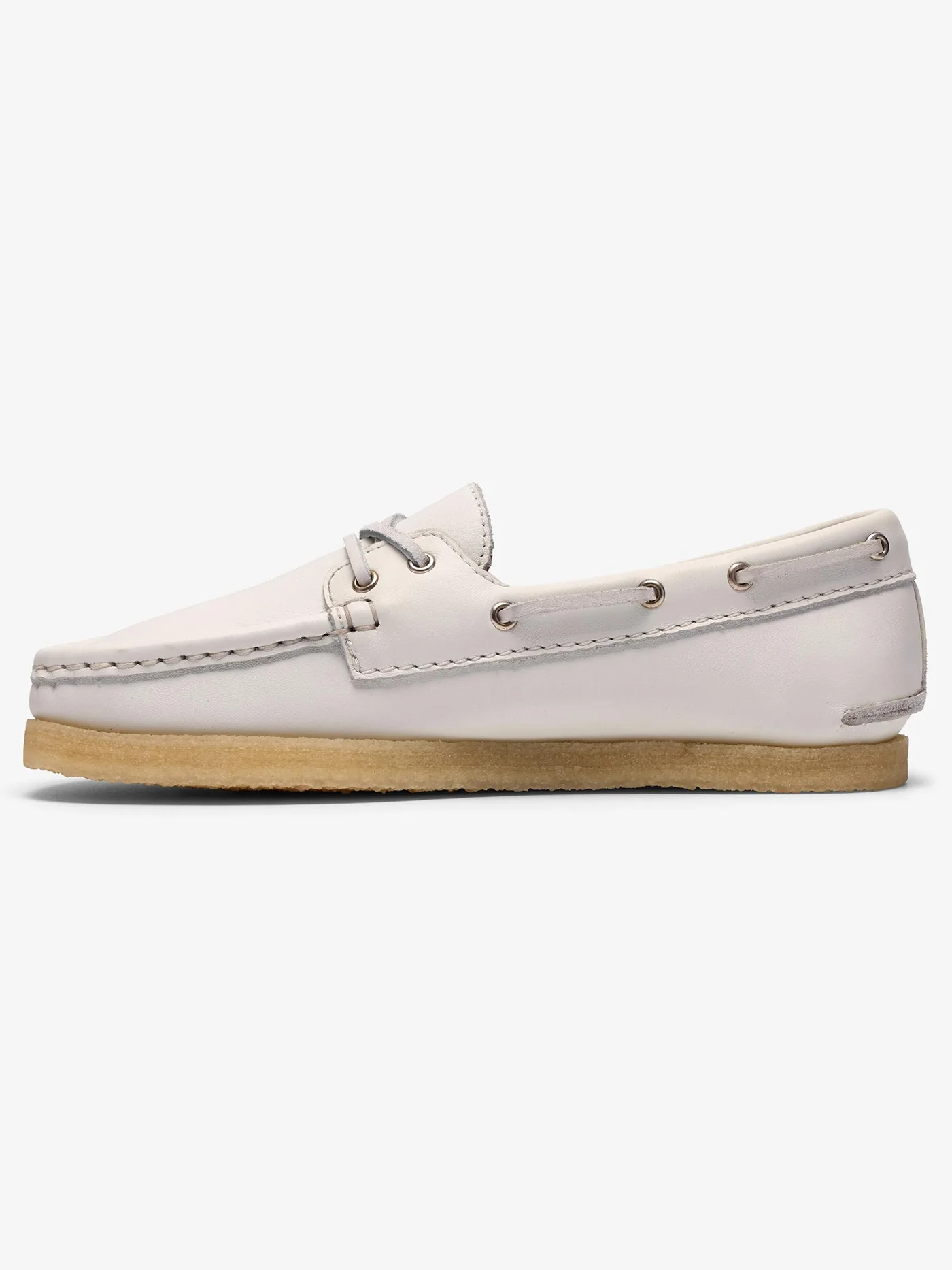 Godney Boat White Grain Leather Shoes - Image 3
