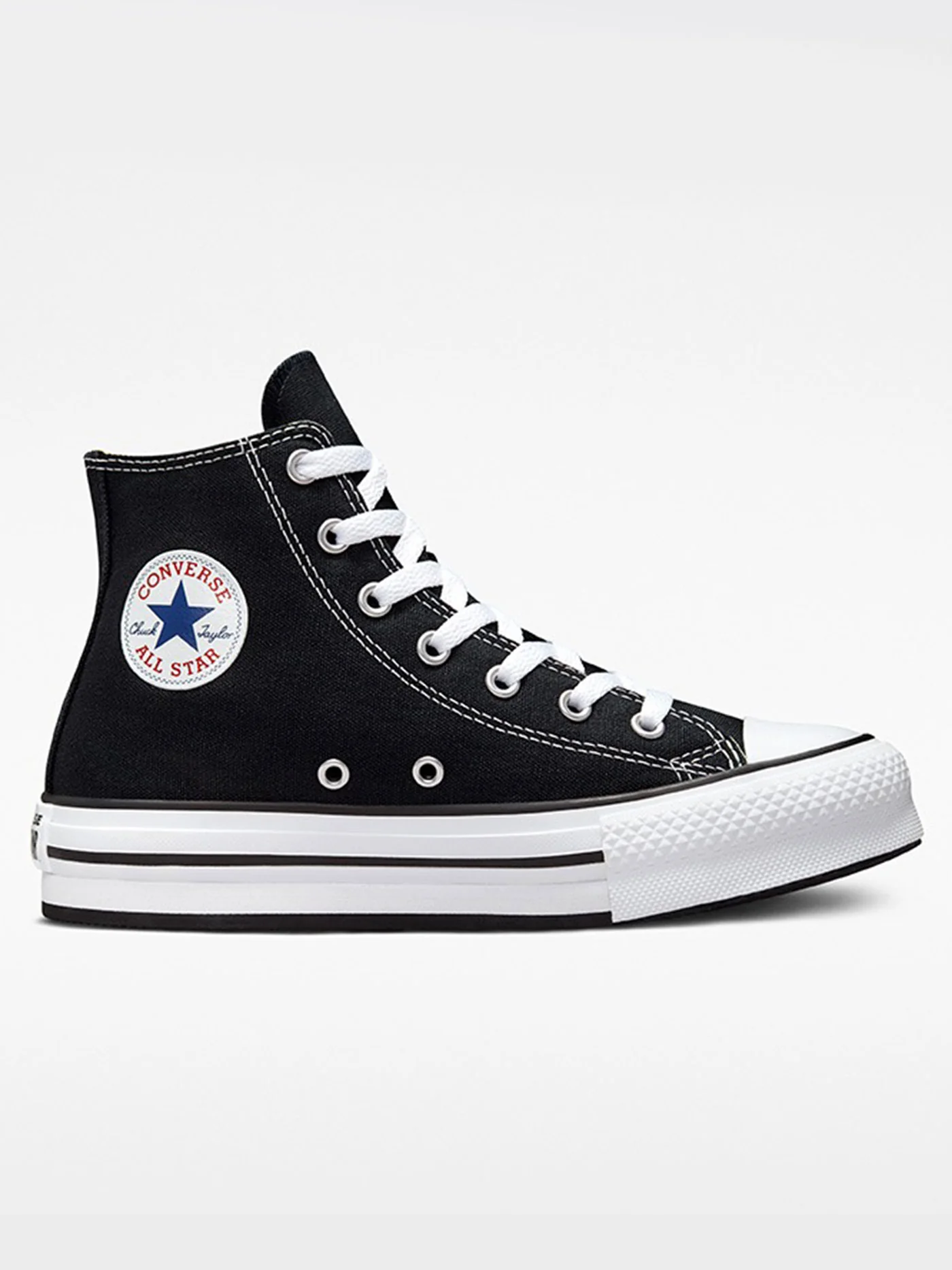 CTAS Platform Hi Black/White/Black Shoes (Kids)