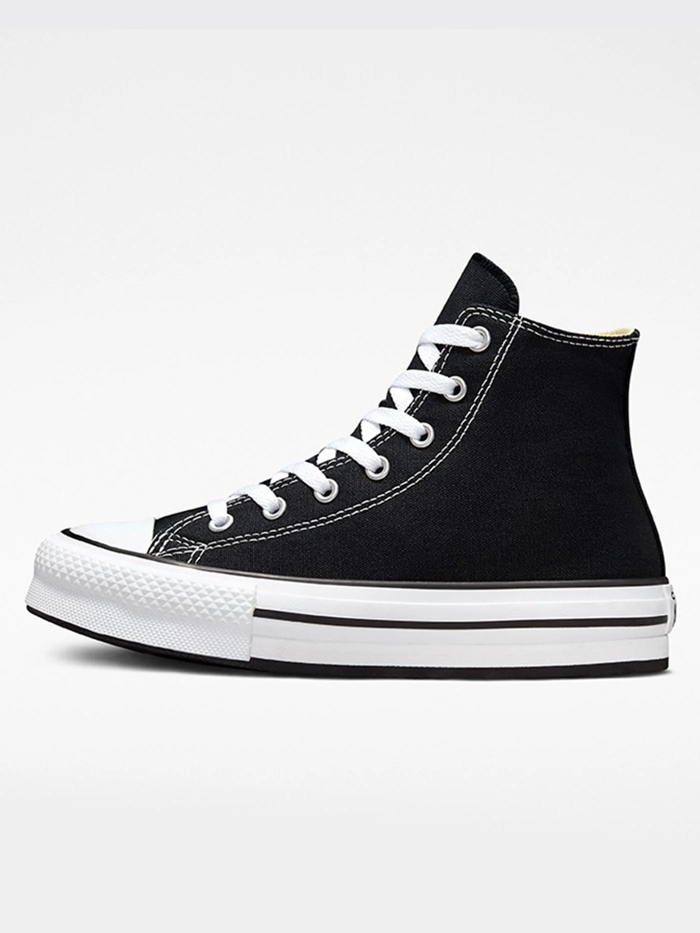 CTAS Platform Hi Black/White/Black Shoes (Kids) - Image 2