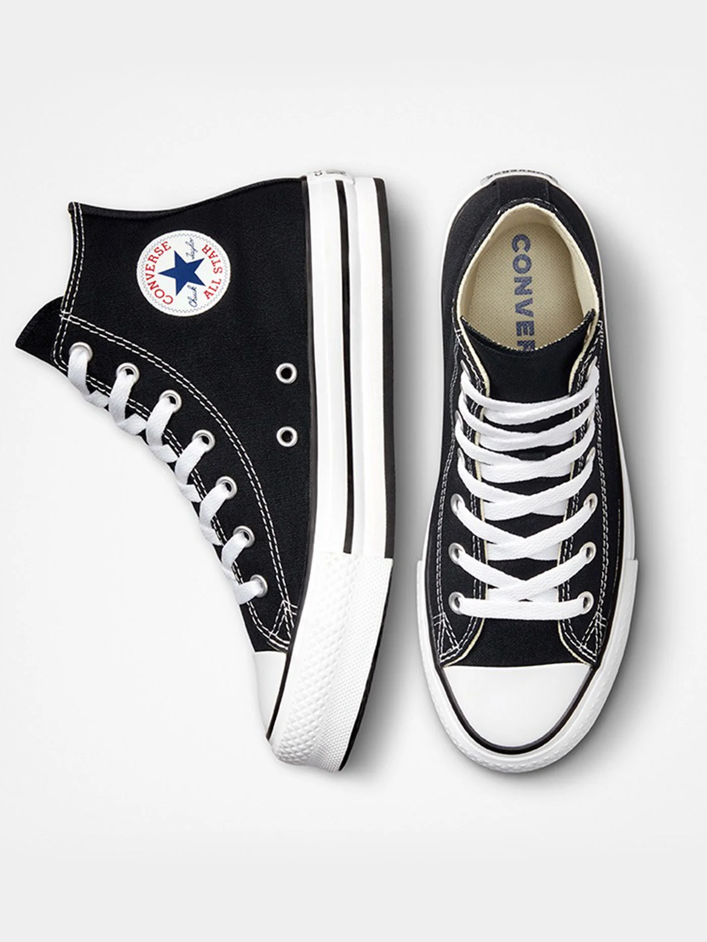 CTAS Platform Hi Black/White/Black Shoes (Kids) - Image 4
