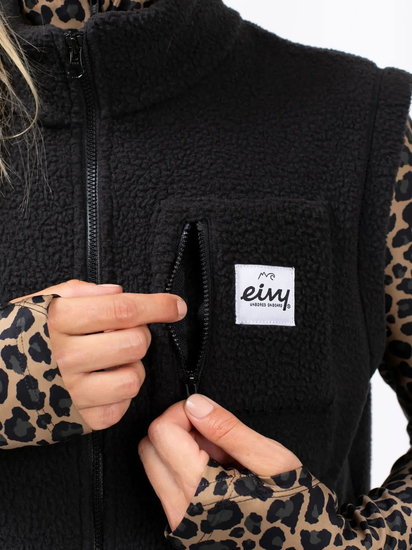 Boxy Sherpa Black Vest (Women) - Image 6