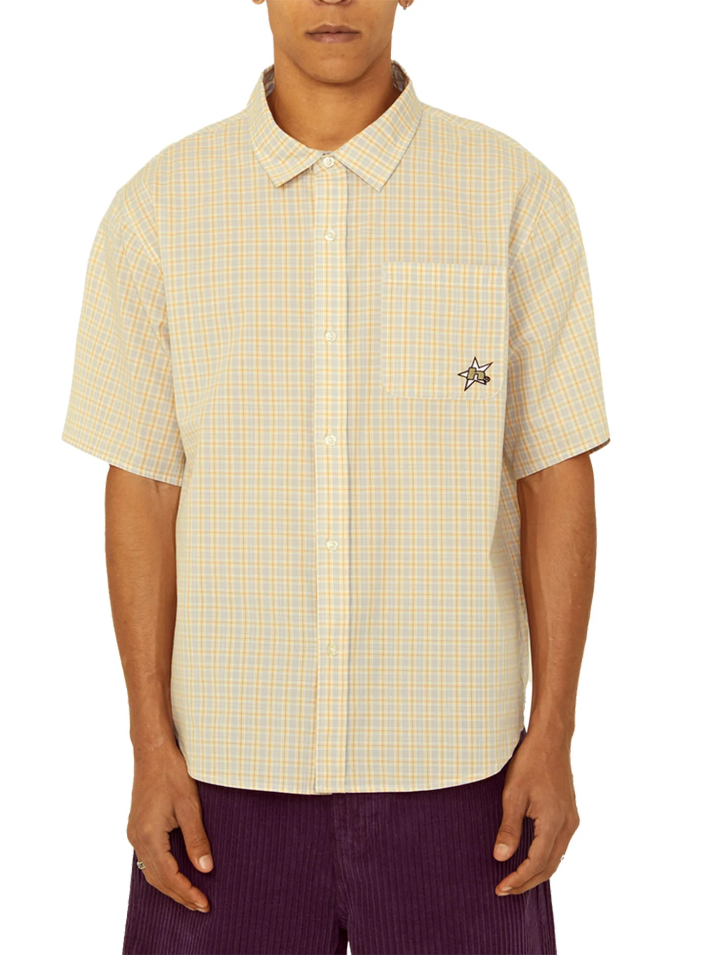 H Star Plaid Short Sleeve Buttondown Shirt - Image 3