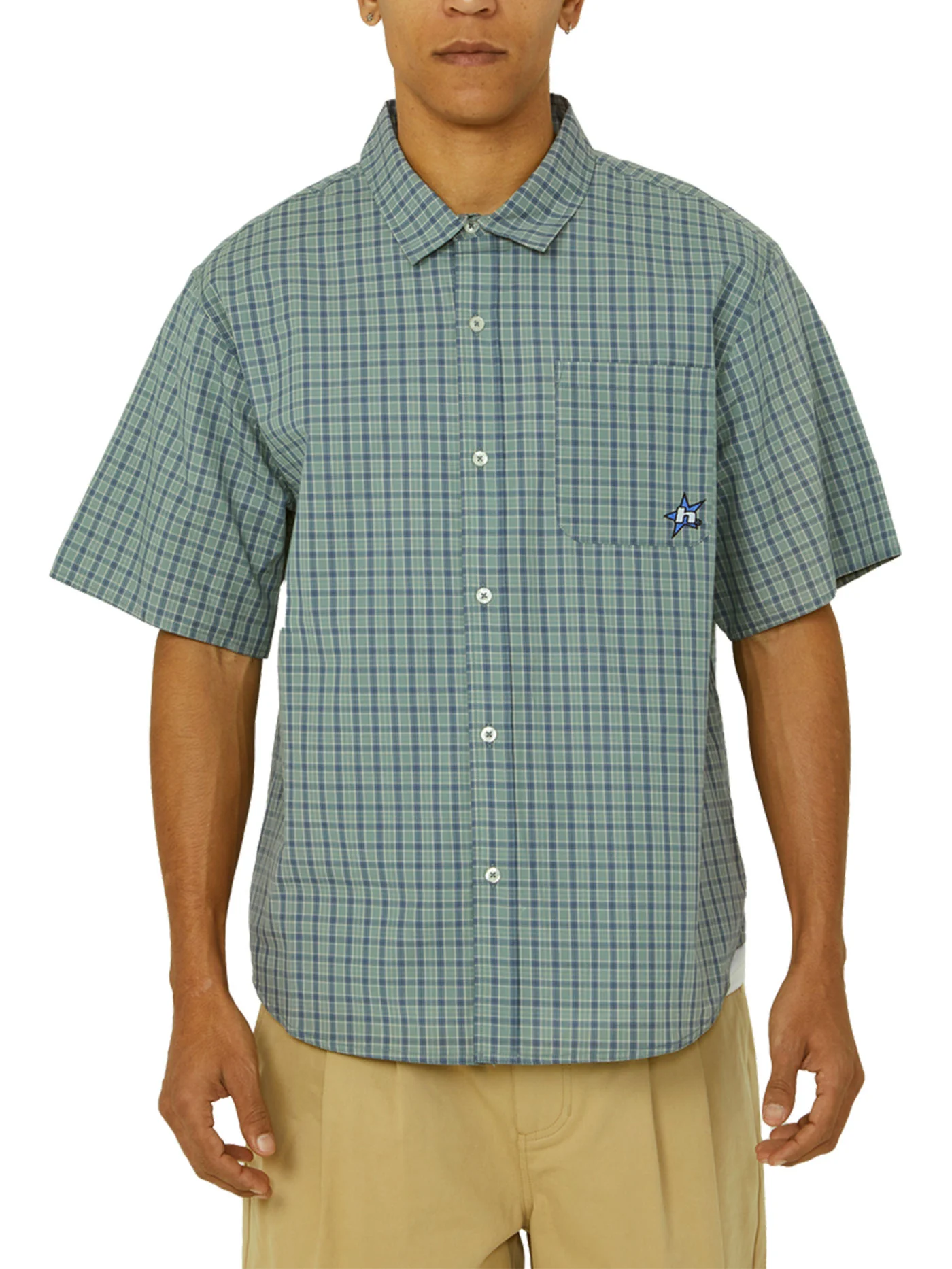 H Star Plaid Short Sleeve Buttondown Shirt - Image 6