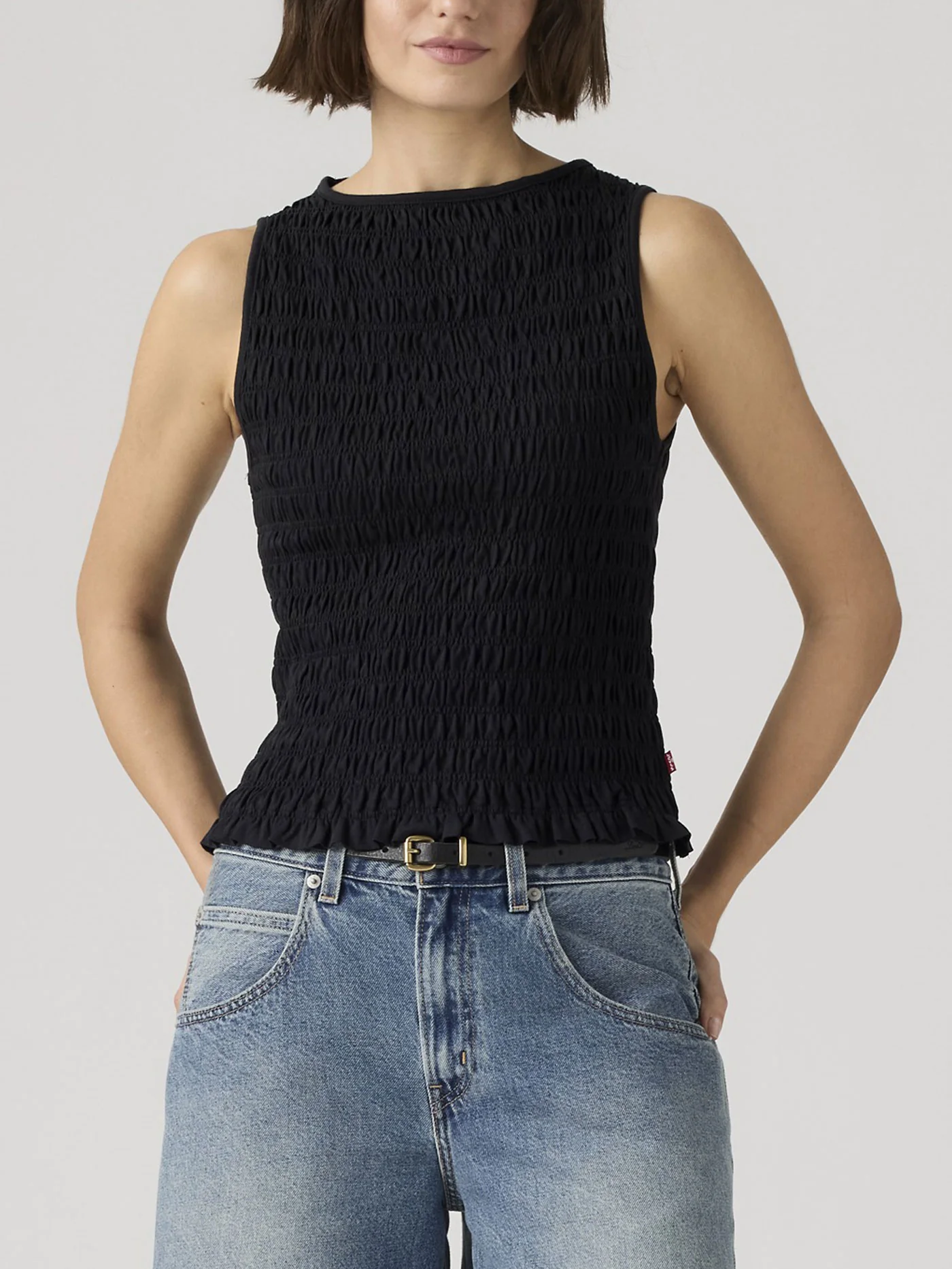 Bella Smocked Anthracite Night Tank Top - Image 2