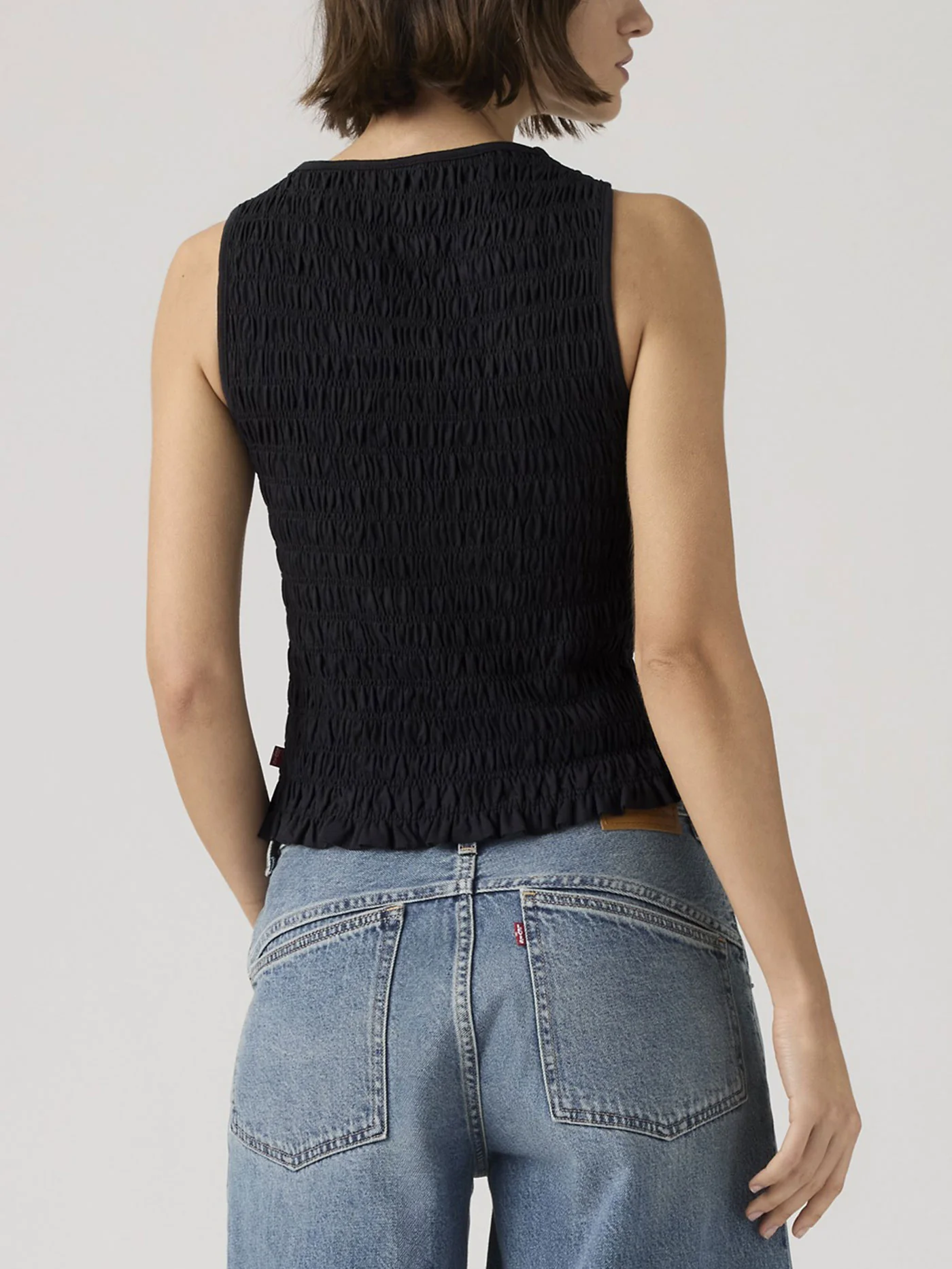 Bella Smocked Anthracite Night Tank Top - Image 3