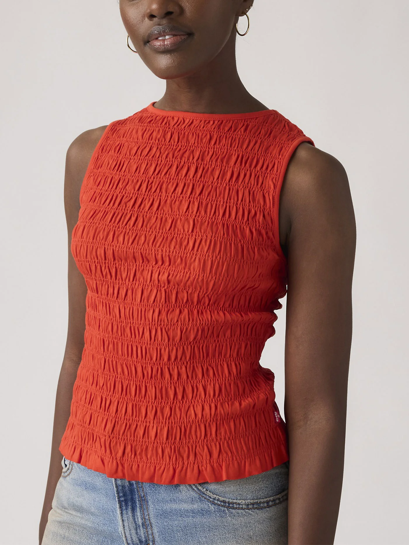 Bella Smocked Signal Red Tank Top - Image 2