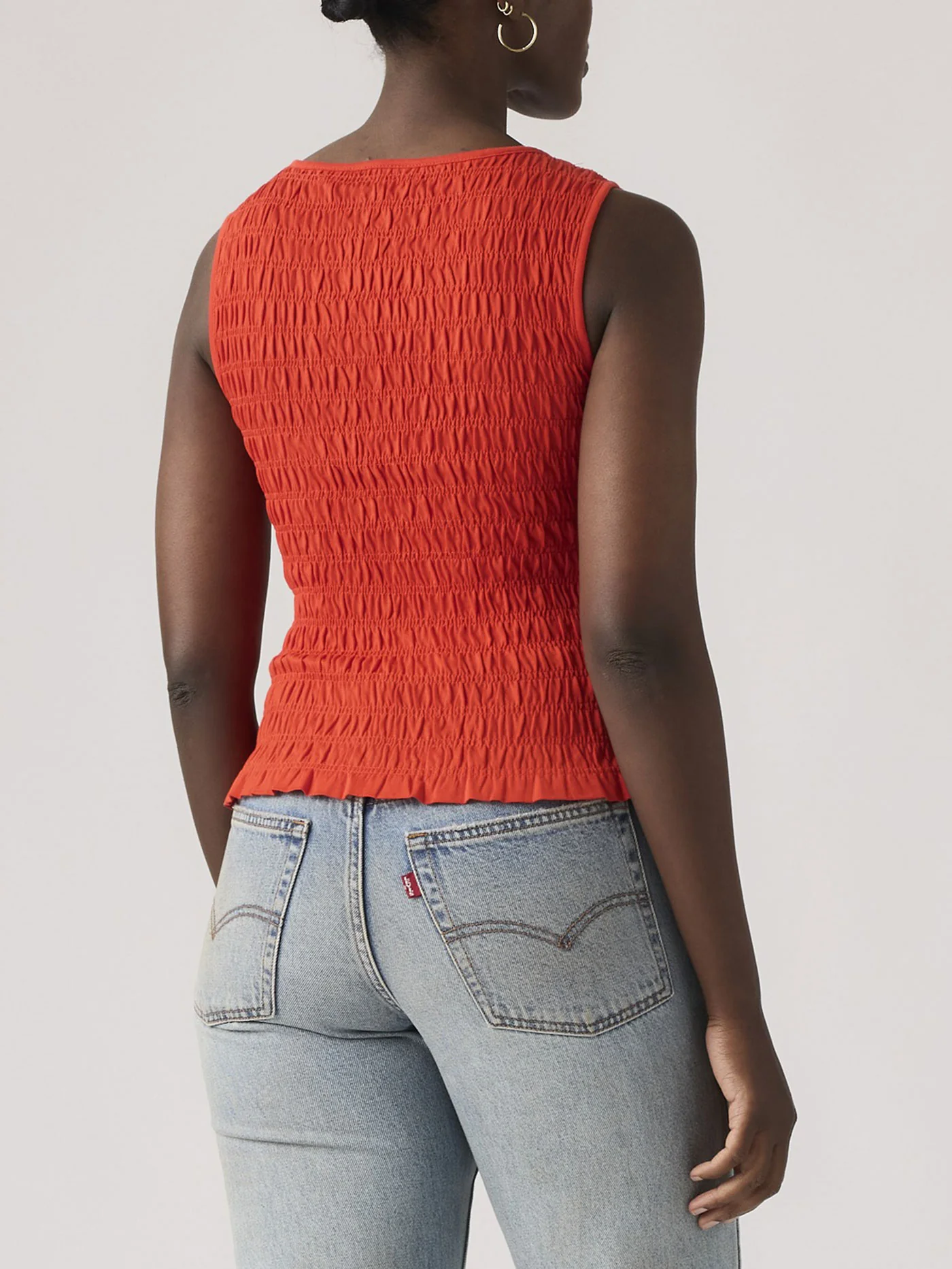 Bella Smocked Signal Red Tank Top - Image 3