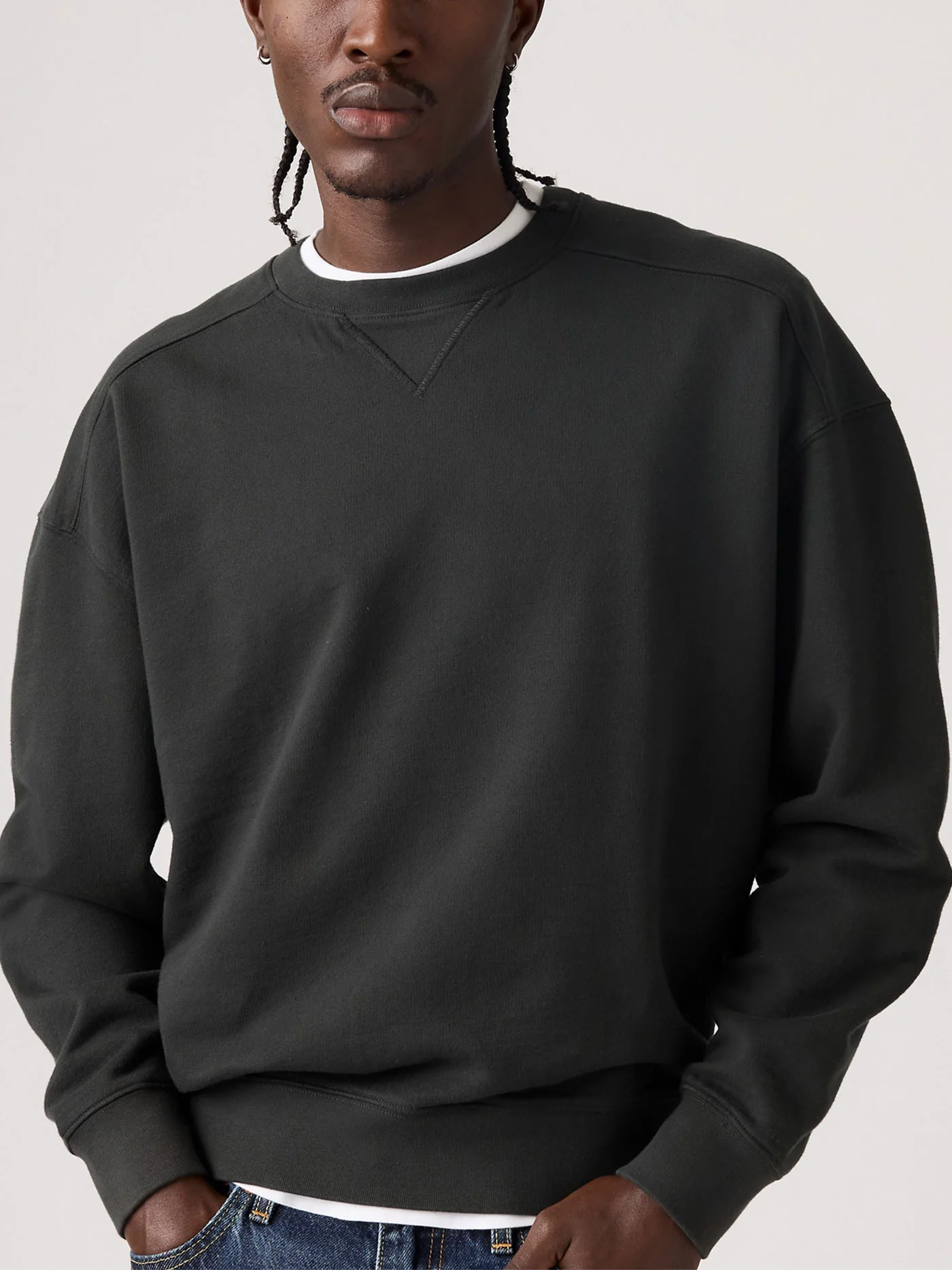 Delany Garment Dye Jet Black Crewneck Sweatshirt - Image 2