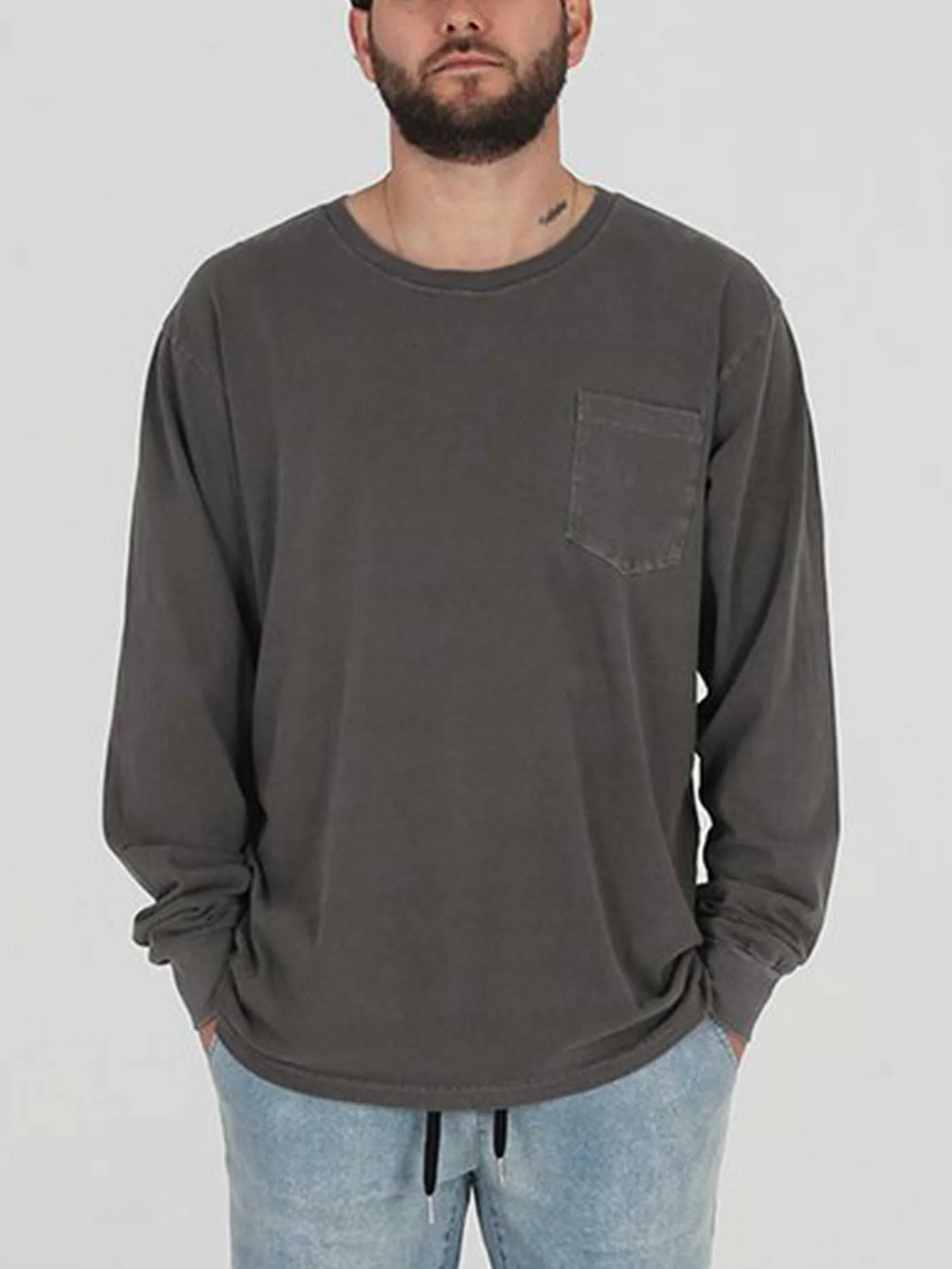 Pigment Dye Pocket Long Sleeve T-Shirt - Image 5