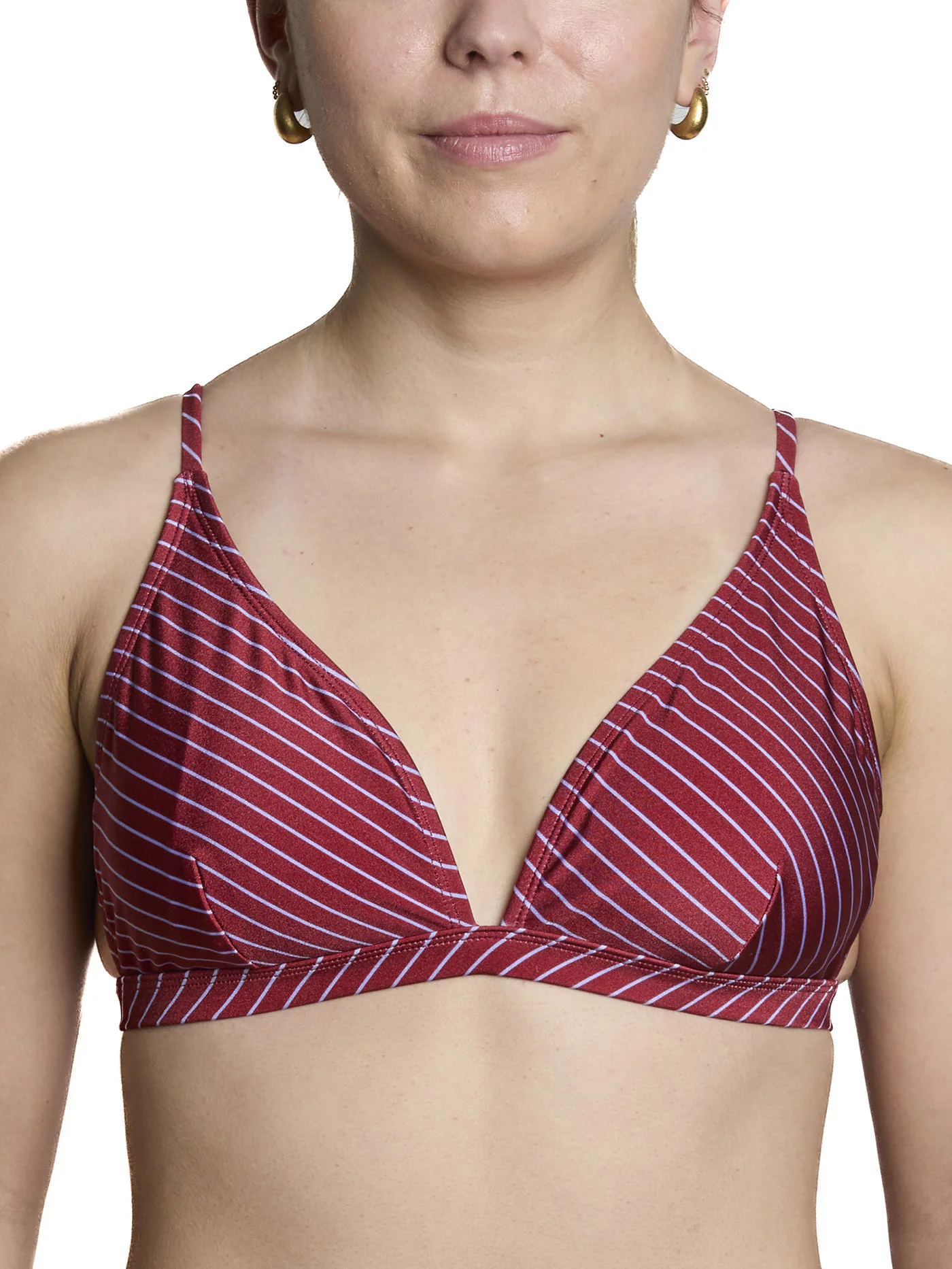 Emy Burgundy Lilac Stripes Bikini Top