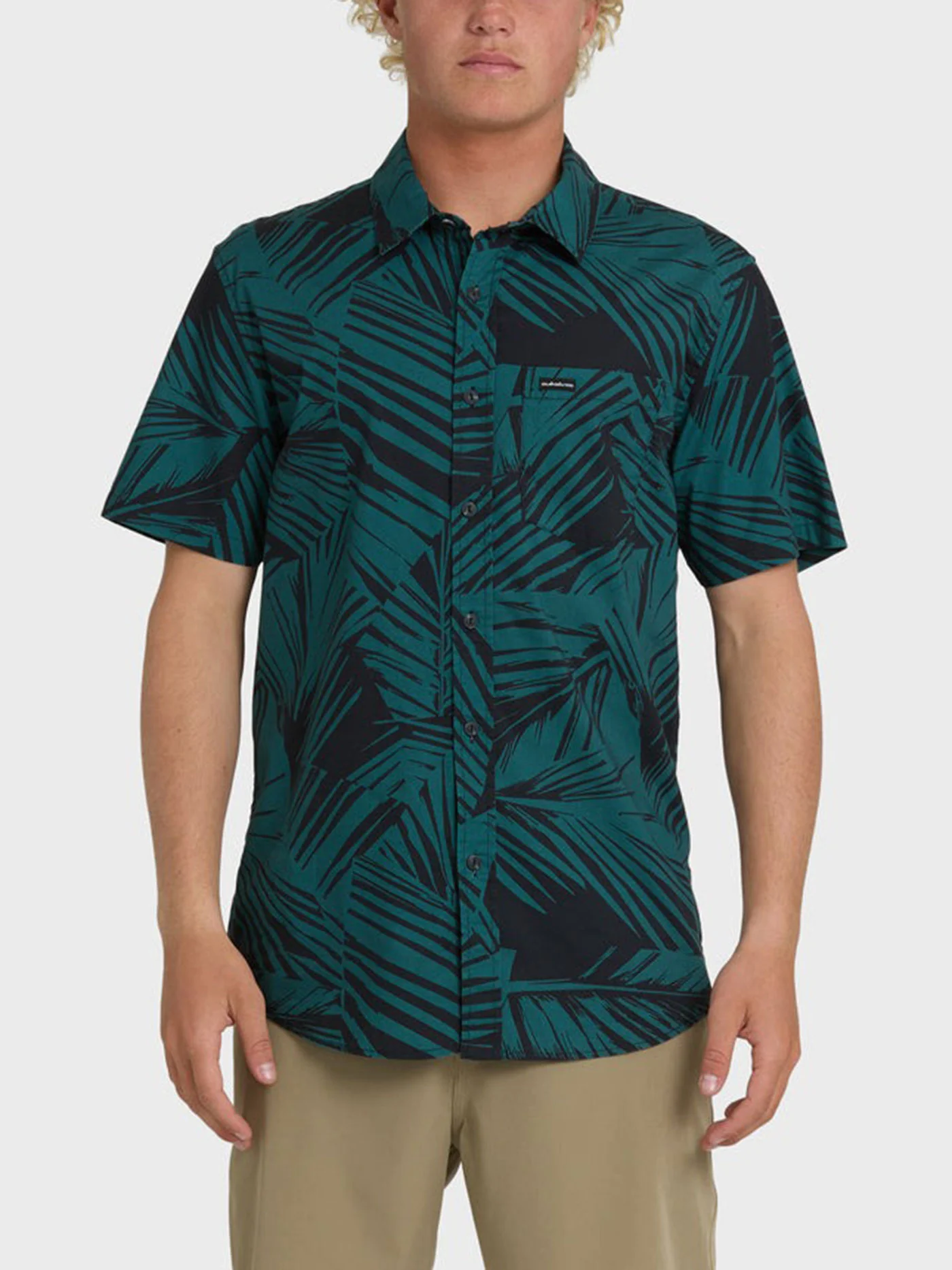 Aruba Palm Stretch Short Sleeve Buttondown Shirt