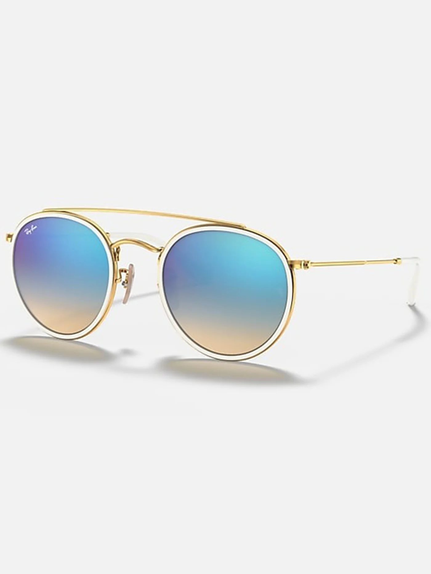 Round Double Bridge Arista Gold/Blue Flash Sunglasses