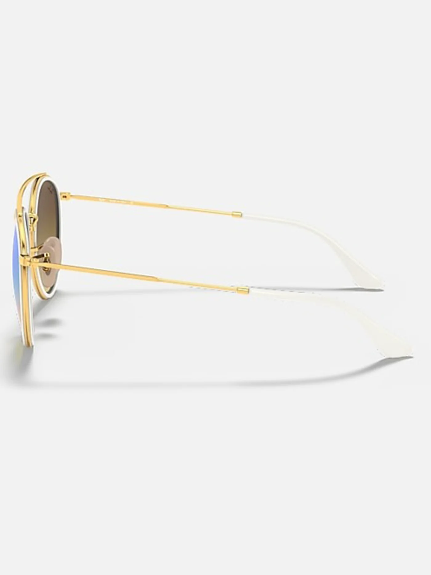 Round Double Bridge Arista Gold/Blue Flash Sunglasses - Image 2