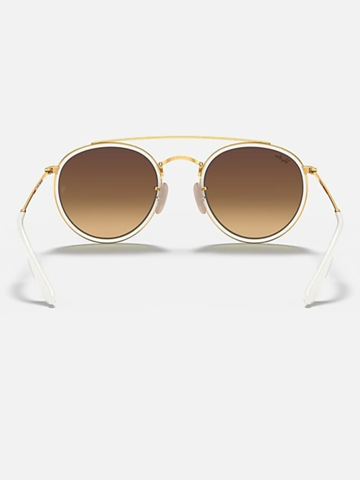 Round Double Bridge Arista Gold/Blue Flash Sunglasses - Image 3