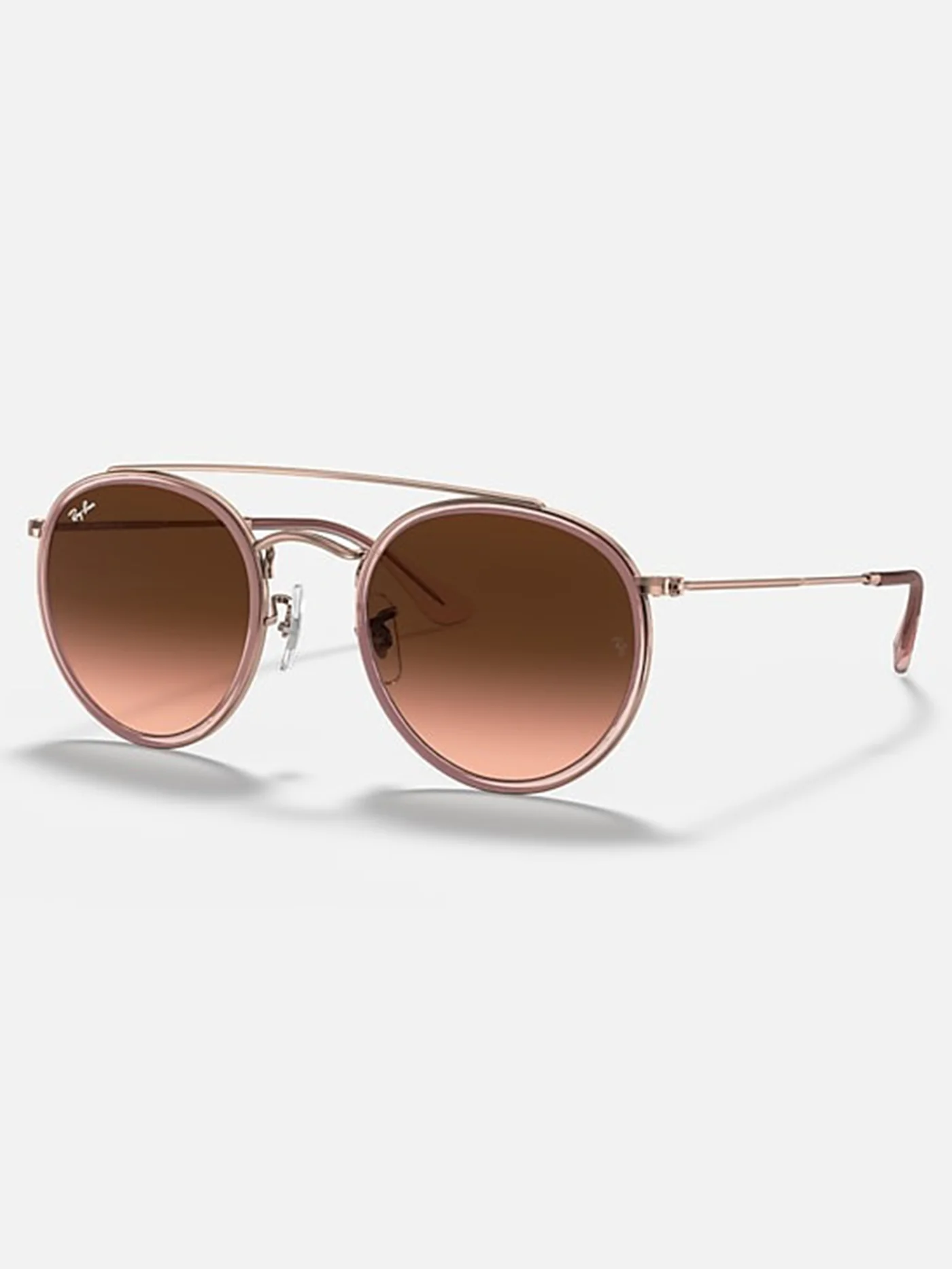 Round Double Bridge Polished Copper/ Brown Gardient Sunglasses