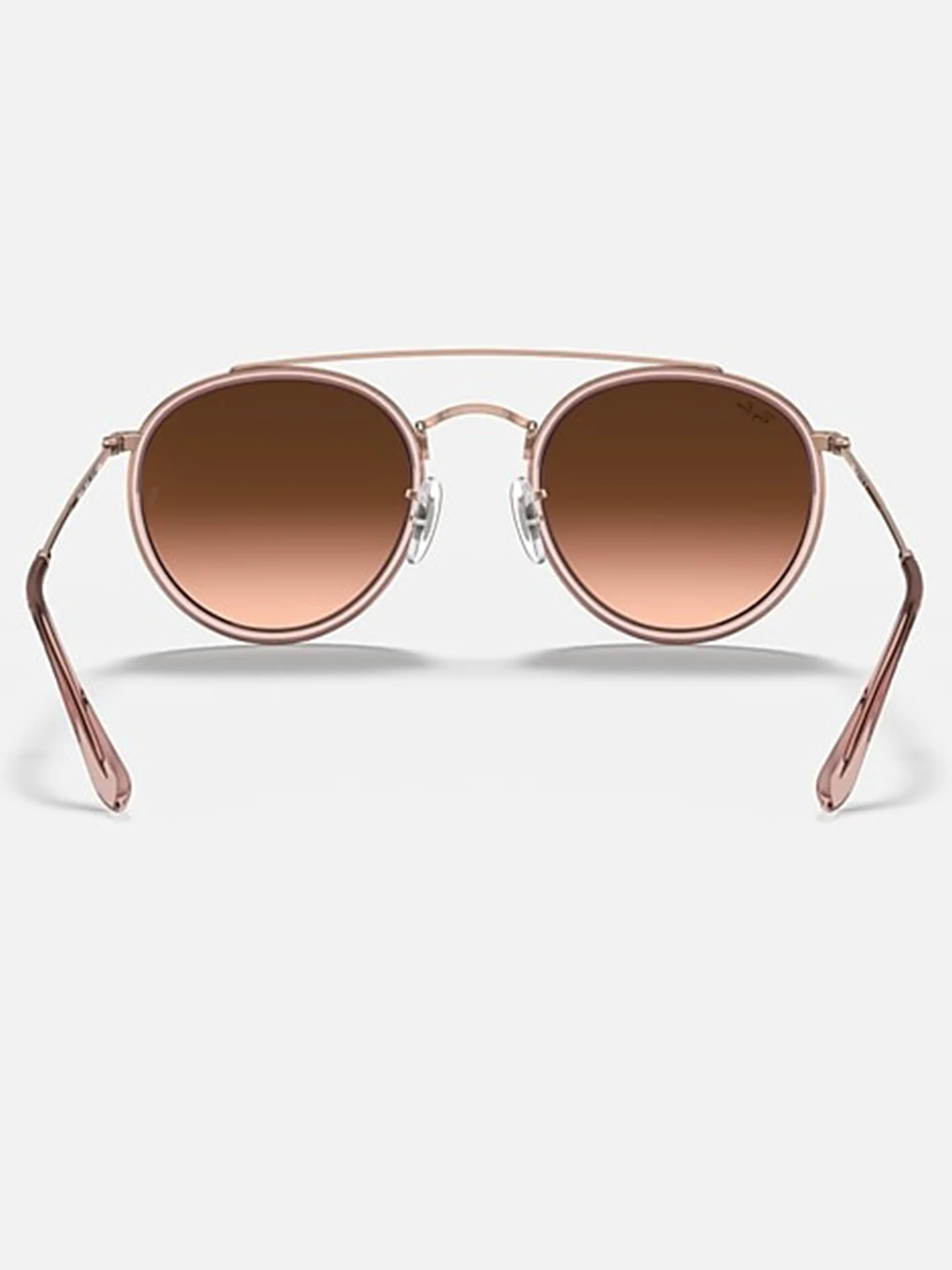Round Double Bridge Polished Copper/ Brown Gardient Sunglasses - Image 3