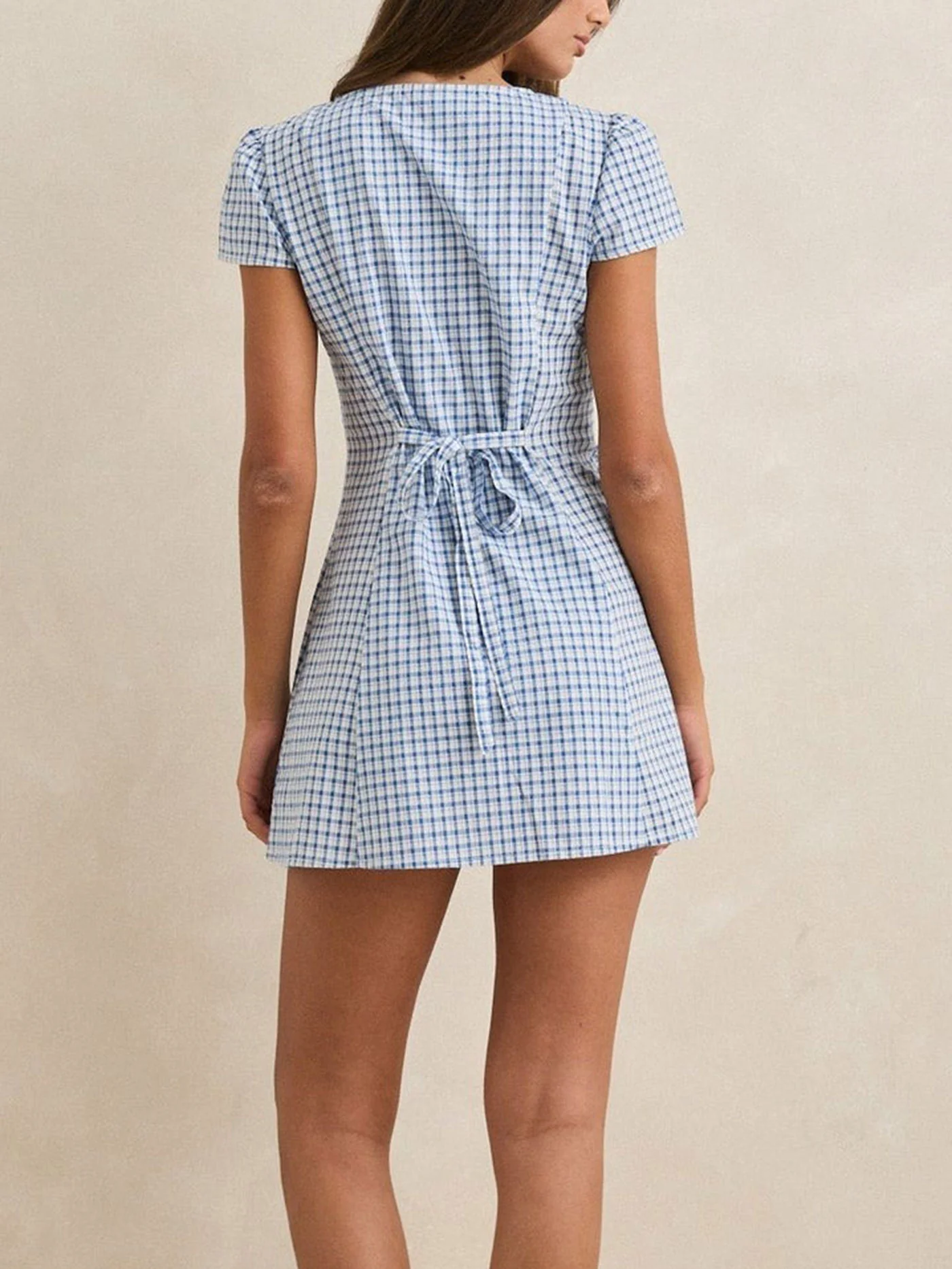 Lola Check Cap Sleeve Dress - Image 2