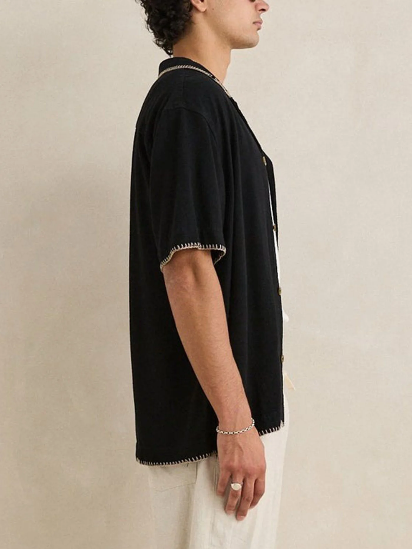 Relaxed Whip Stitch Short Sleeve Buttondown Shirt - Image 2
