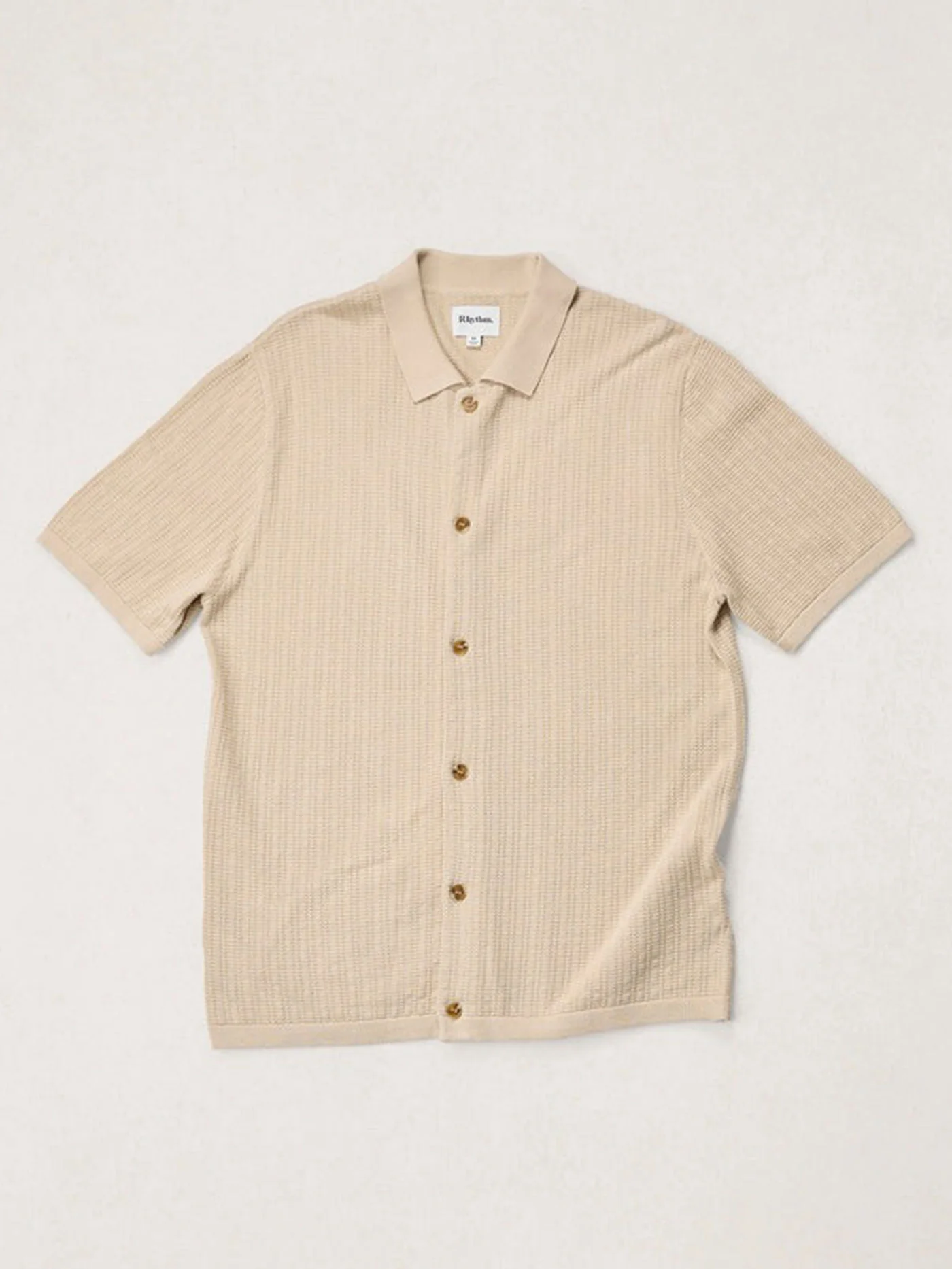 Textured Knit Short Sleeve Buttondown Shirt - Image 4