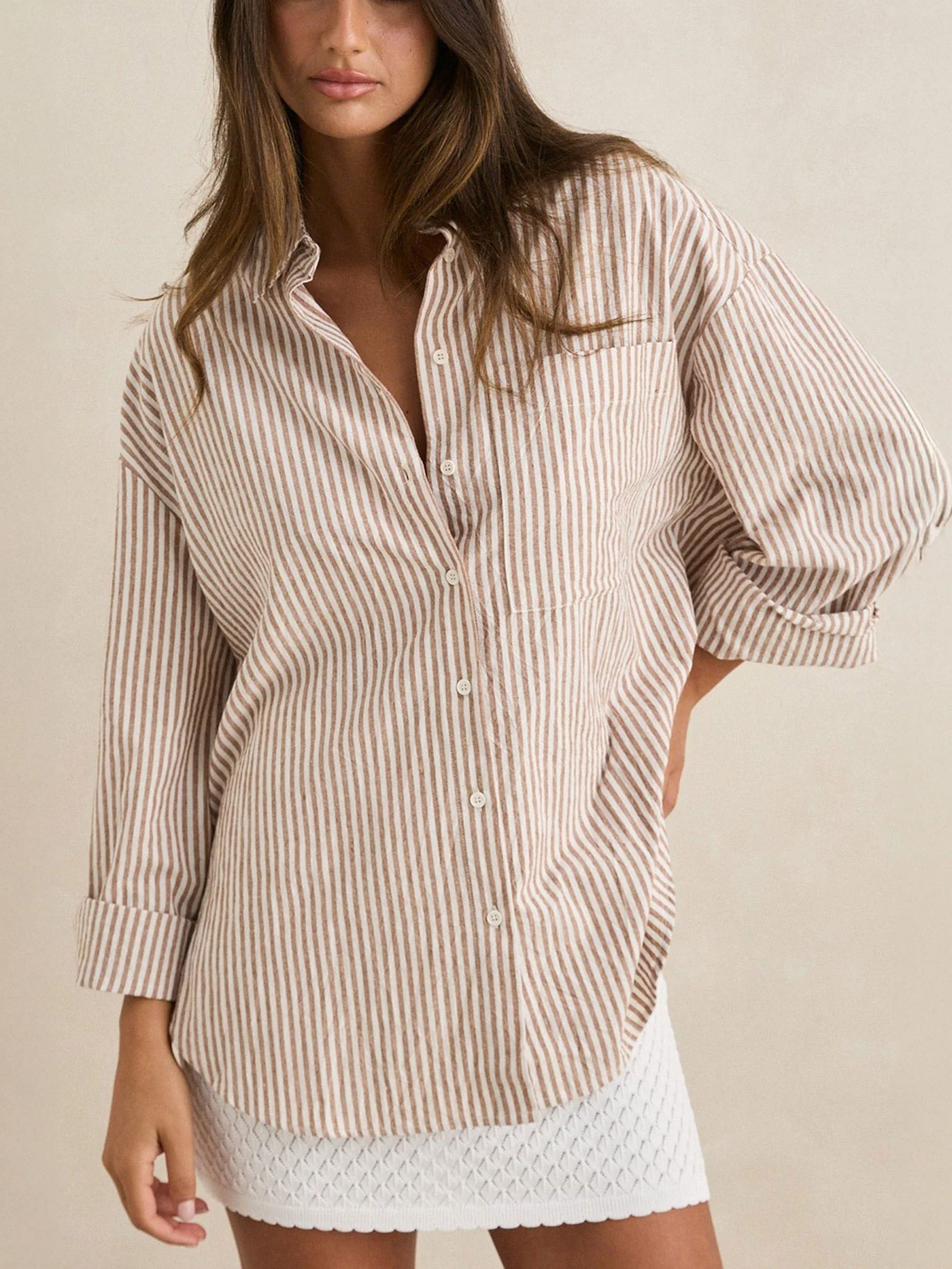 Valley Stripe Oversized Long Sleeve Buttondown Shirt