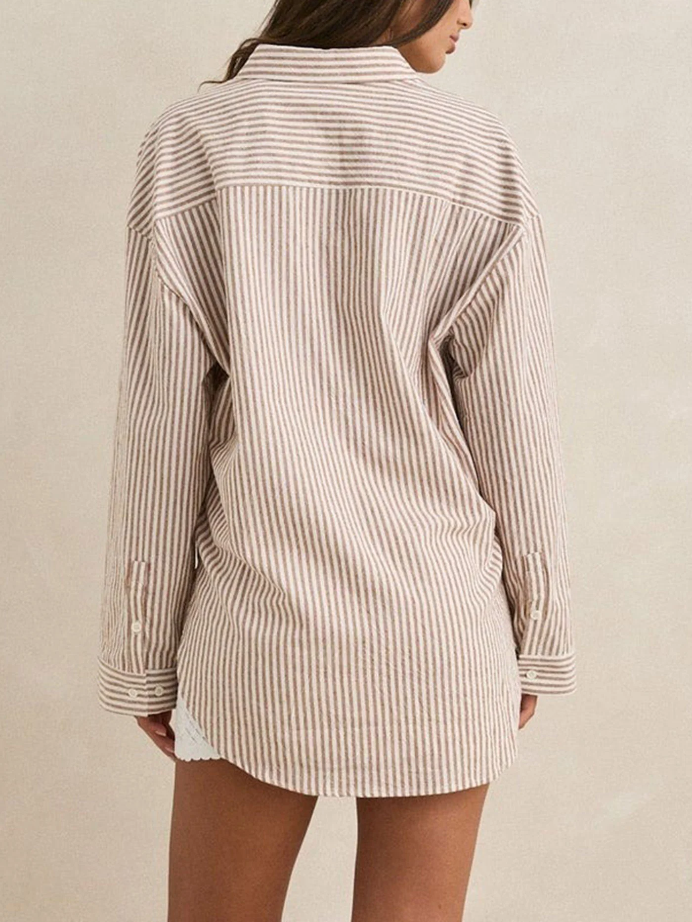 Valley Stripe Oversized Long Sleeve Buttondown Shirt - Image 3