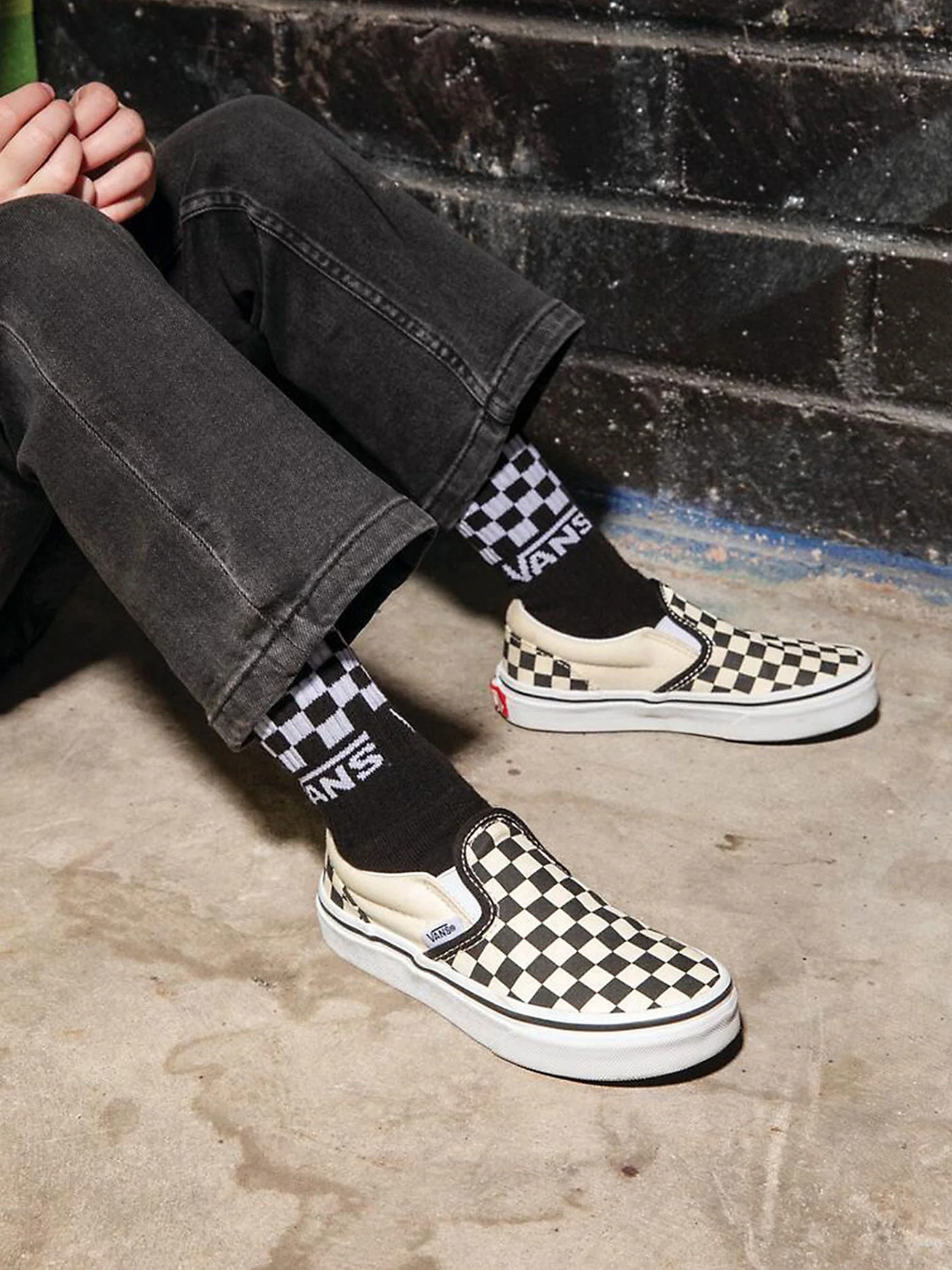 Classic Slip-On Checkerboard Black/White Shoes (Kids) - Image 5