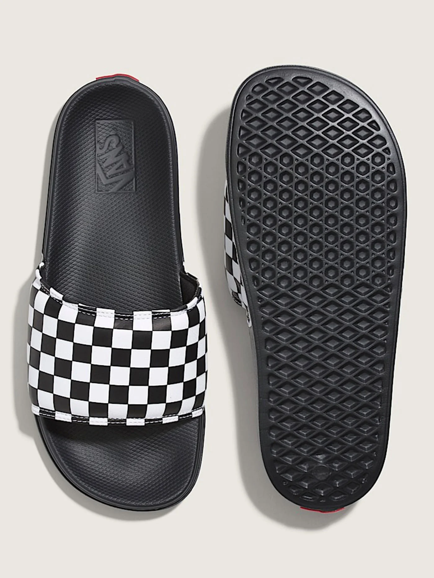 La Costa Slide-On Checkerboard Pure White/Black Shoes - Image 3