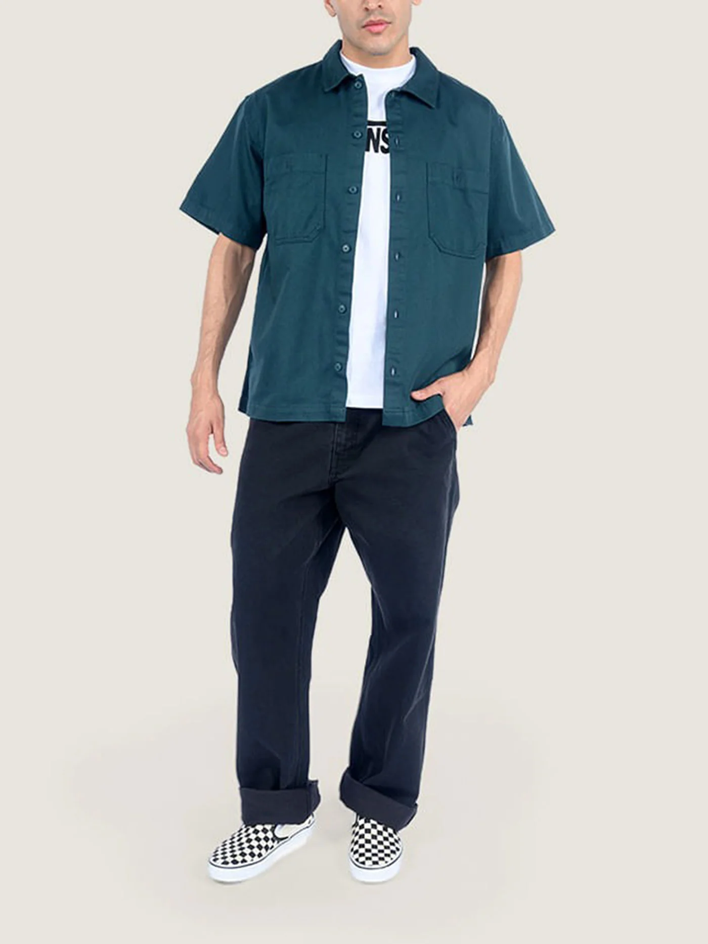 Larkspur Solid Workwear Short Sleeve Buttondown Shirt - Image 8